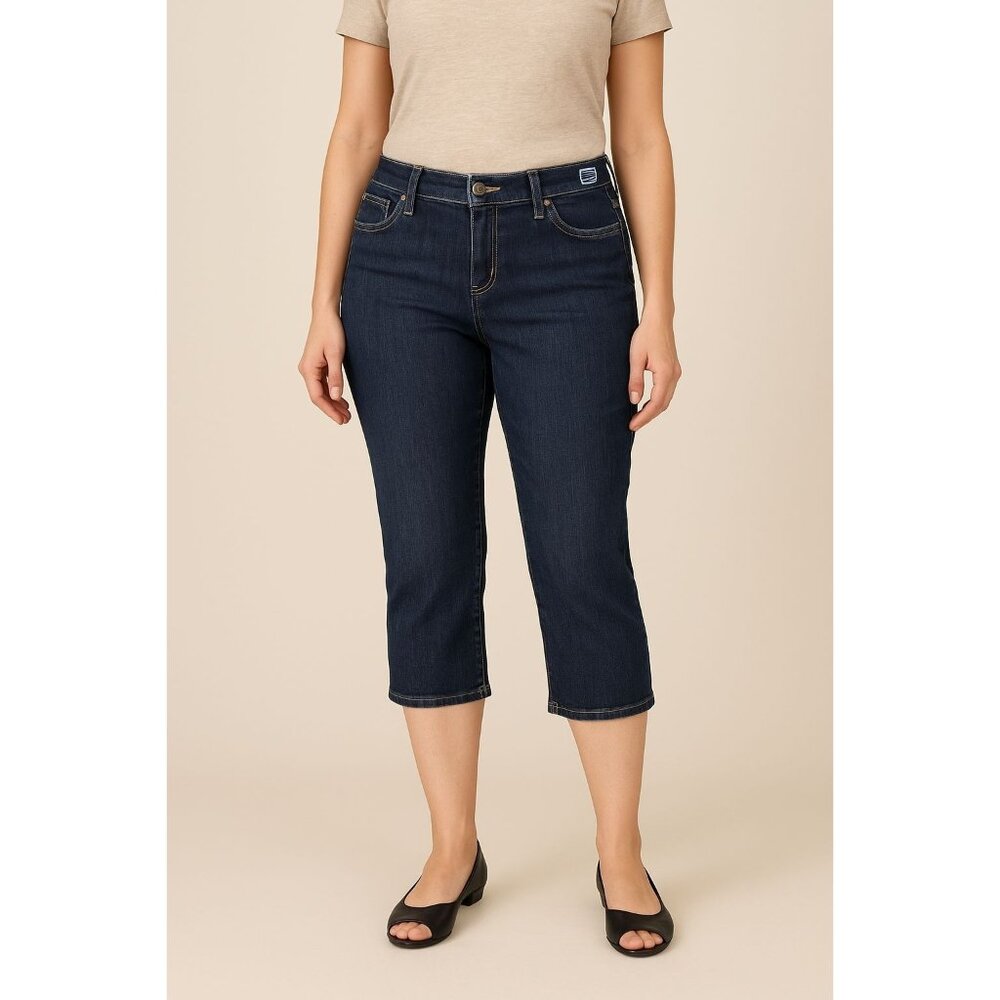 Ann Taylor Loft Womens Slim Cropped Jeans Size 4 Dark Wash Denim Cotton Blend